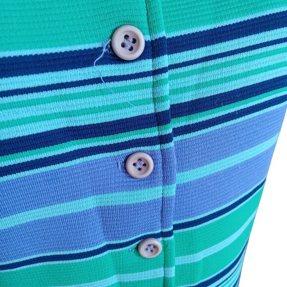 1OF1 Medium Vintage Mom Top 1980's Striped Button-Up Pullover Handmade Stretch - Picture 5 of 6